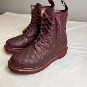 Dr. Doc Martens Coralie burgundy deep red quilted lace up combat boots size 6